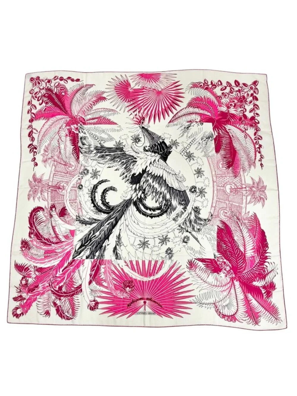 Hermes Mythiques Phoenix Cashmere Silk Carre Geant 140 Scarf Pink - Picture 1 of 10
